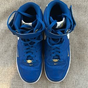 Blue Nike Air Force 1 high top sneakers/shoes